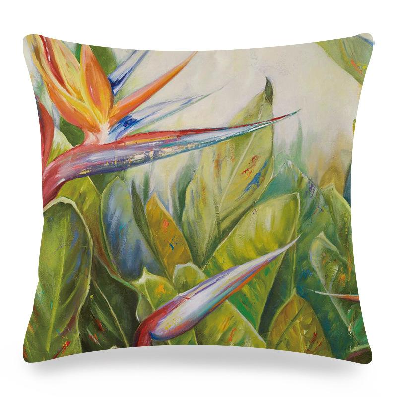 Retro Tropical Bamboo Digital Printing Short Plush Pillow Covers Decorative For Car Sofa Office Cushion Cover Home Goods