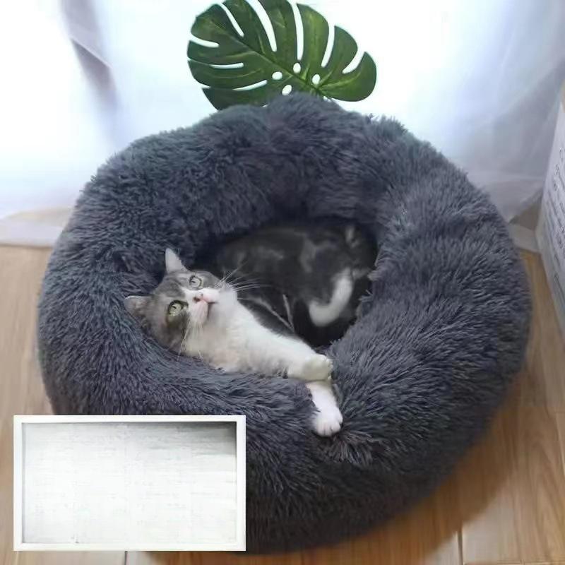 

Кошачья будка, зимний круглый плюшевый утолщенный коврик для кошки, универсальные товары для домашних животных на все времена года S