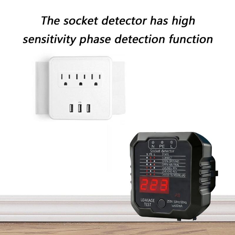 Plug Play LCD Digital Socket Detection Tester Tool Suitable For Home And Work Applications With Quick Circuit Analysis