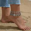 Vintage Coin Pendants Anklets for Women Bohemian Ethnic Metal Retro Coin Foot Chain Summer Beach Vacation Jewelry Accessories