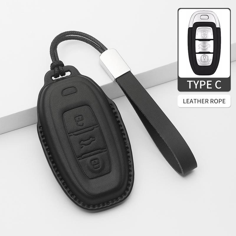 Fashion Car Key Case Cover For Faw Hongqi E-Hs9 High-End H5 H9 Car Keyring Luxury Leather Auto Accessories