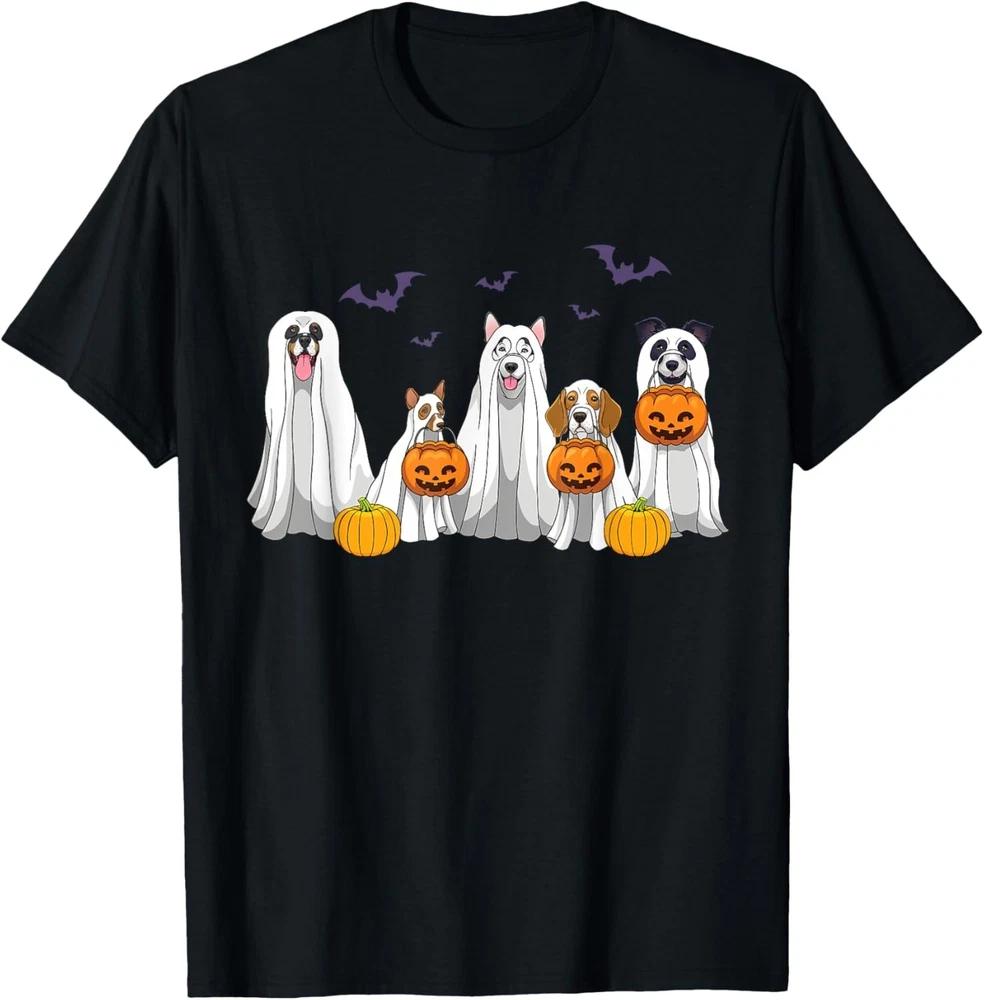 Halloween Dogs Ghost Pumpkins Spooky Dog Lover Gift T-Shirt