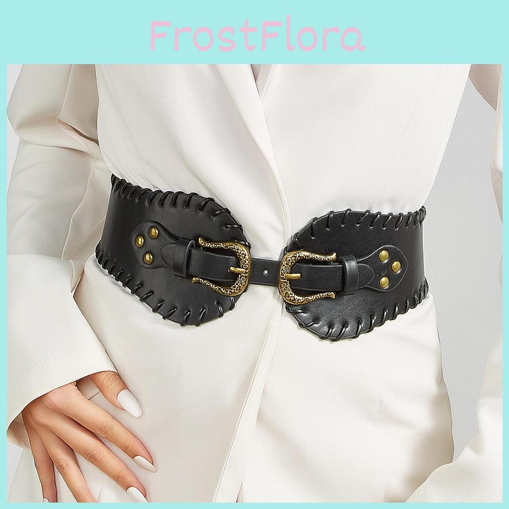 Metal Retro Stylish Waist Cincher Women Elastic Belt Wide Width Coats Dresses