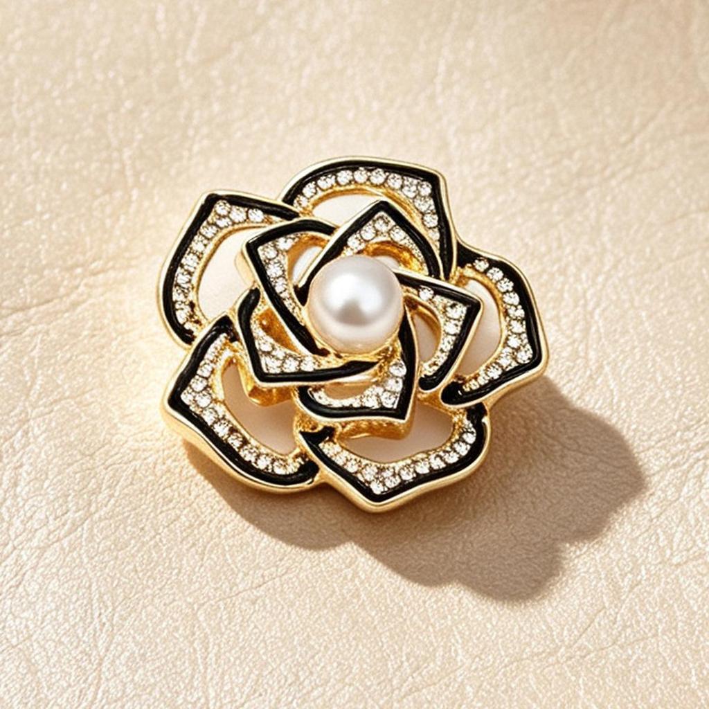 Exquisite Rhinestone Camellia Brooch Lapel Pin - High-End Light Luxury Accessory, Anti-Exposure Buckle