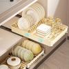 Built-In Slide Out Dish Drying Rack Plastic Drawer-type Plate Drain Rack Pull Out Dish Rack  Pantry