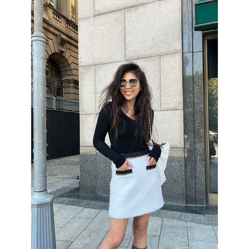 

Blacknini/Круглый Альпака Мохер Зимний Теплый Белый Комплект (Можно снимать отдельно) Skirt S