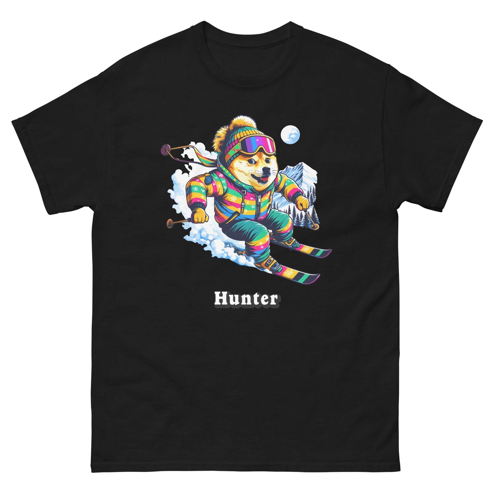 Hunter Doge Skiing Funny Ski Skier Dog Meme Cute Shirt T-Shirt S