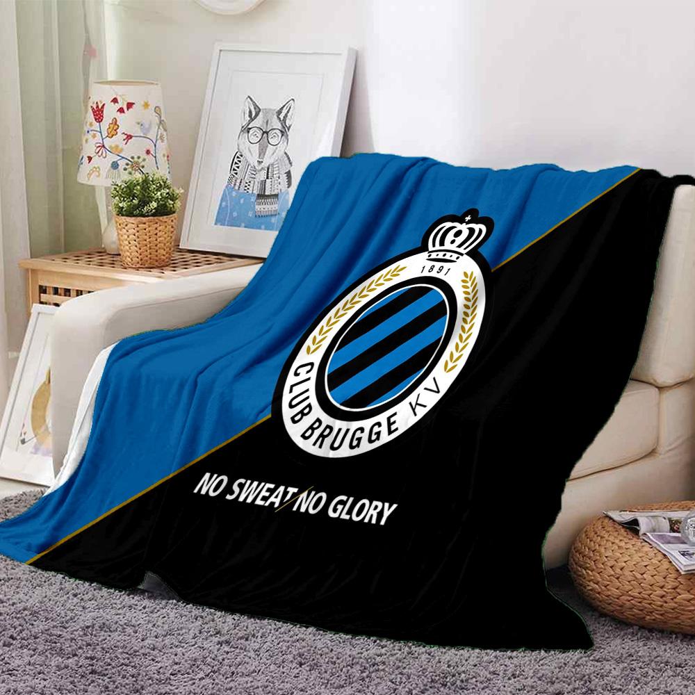 Coperta in Flanella con Stemma del Club Brugge Fc, Morbido Poliestere, Design Moderno, Per Tutte le Stagioni per Campeggio, Viaggi, Regali per le Feste o Compleanni