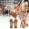 3 st/set Unisex Vintermössa Halsduk Handskar Set Förtjockad Varm Mössa Rutigt Tryck Elastiska Pekskärmshandskar Vindtät Vinter Utomhus Cykling Kupolhatt