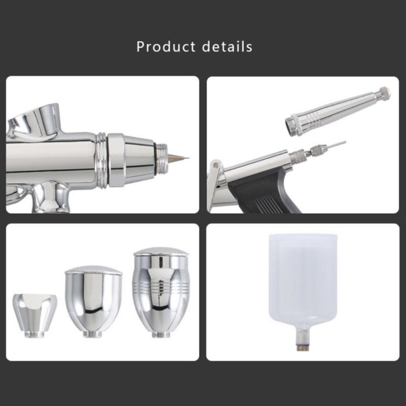 Airbrush Kit Airbrush Guns Single Action Gravity Feed Set 0.38 & 0.5mm Needles 1/2 & 1/4OZ Fluid Cup Multi-Purpose