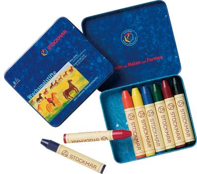 STOCKMAR Bâton de cire d'abeille 8 couleurs en basique ST31002 Crayons japonais, boîte en métal, couleurs, [Produit officiel]