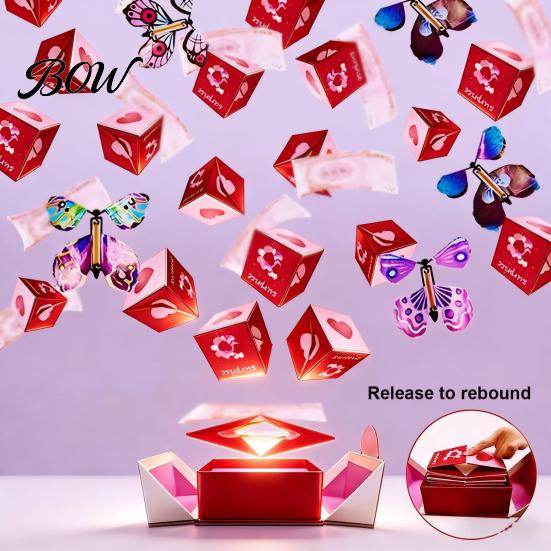 Photo Gift Box Explosion for Money Valentine's Day Pop-Up Cash Handmade Holder DIY Folding Bounce Birthday Anniversary