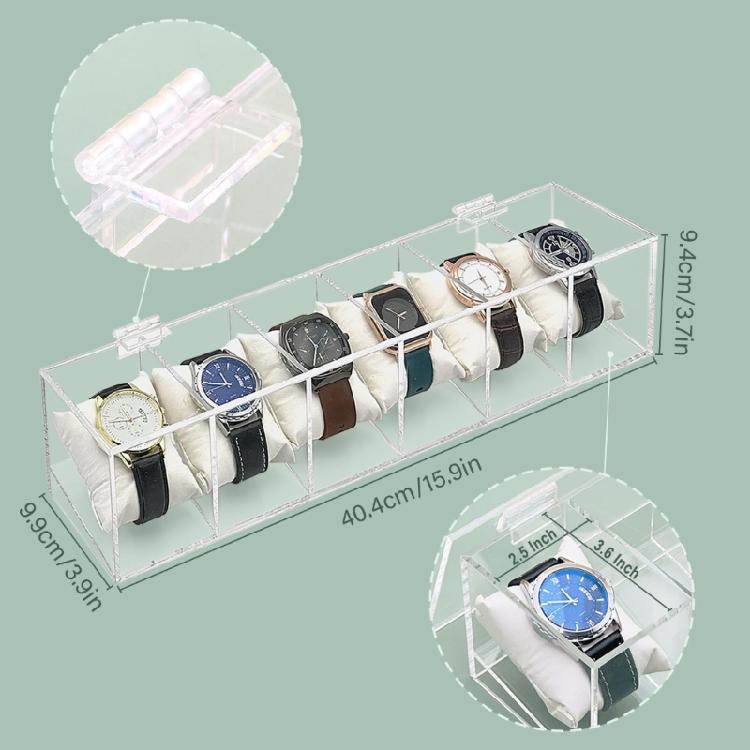 Watch Arrangement Case Transparent Acrylic Watches Box with Protective Pillows Elegant Wristwatch Storage Organizer