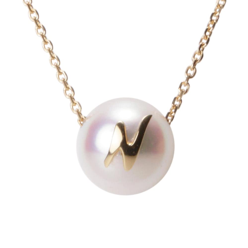 

Initial Pearl K18 Necklace for Women [Moon Label] Pendant/N