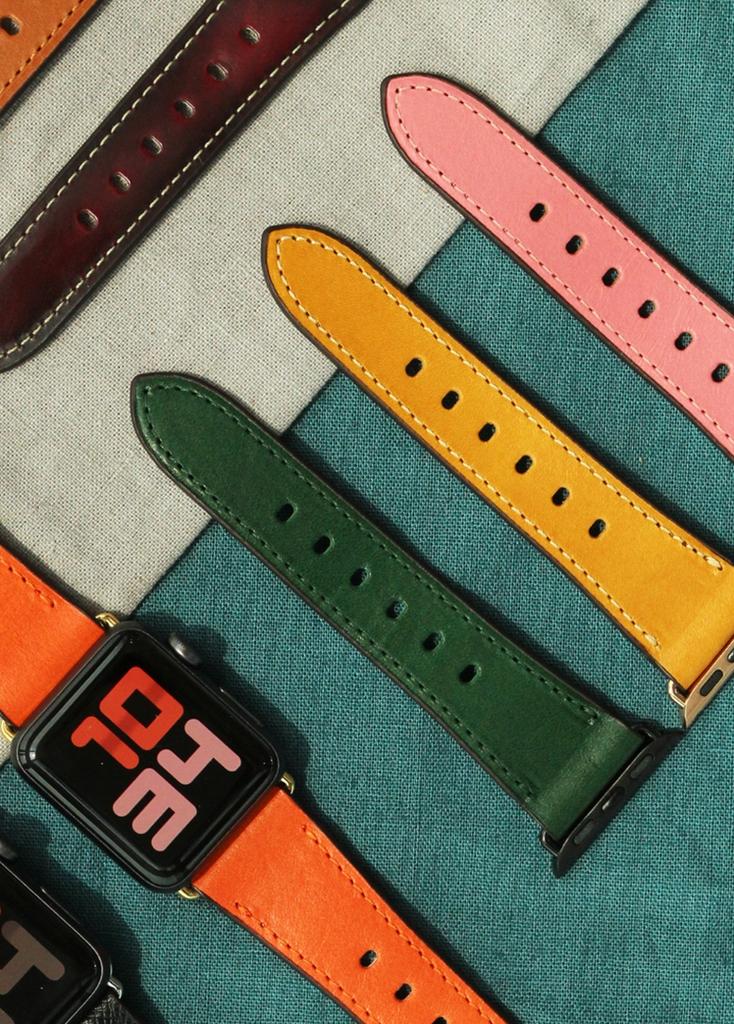 Matteu Basic Full Grain Leather Apple Watch Leather Strap 17 Colors (C Type)