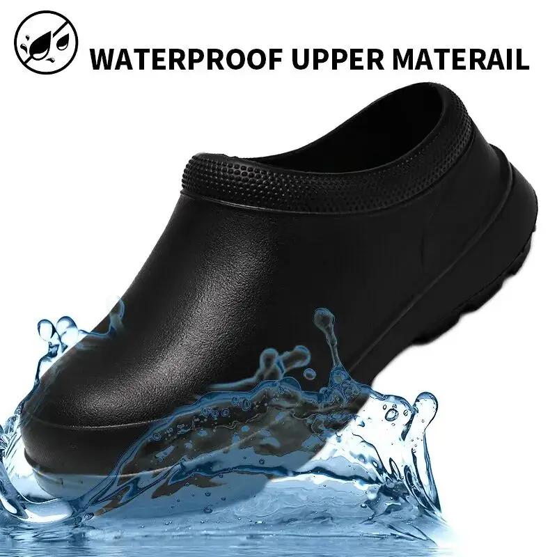 Oil-proof Women's Chef Shoes Non-slip Men's Safety Shoes Soft Waterproof Work Shoes Women's Sandals Spring and Autumn Rain Boots
