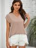 Women's V Neck Chiffon Blouse Cap Sleeve Loose Fit Solid Work Office Top