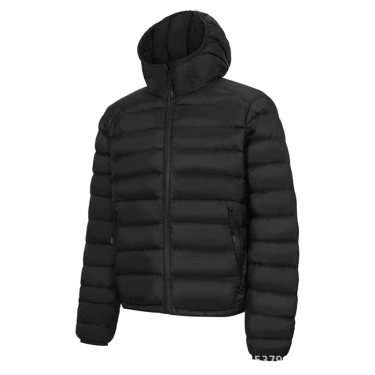 

Winter new ribs down jacket hooded thin top thickened light padded jacket jacket loose warm liner L чорний