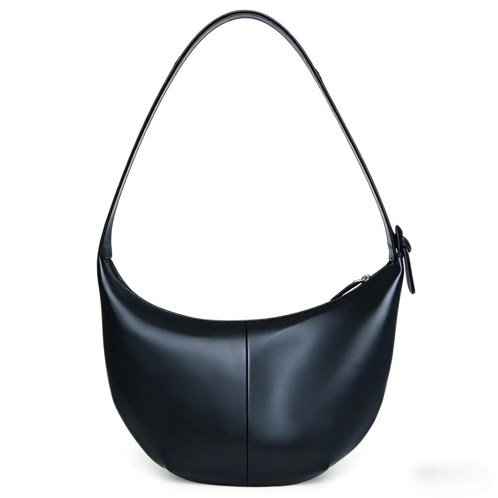 2026 New Women's Black Crescent Bag High Quality PU Leather Minimalist Underarm Shoulder Crossbody Dumpling Bag for Daily Use
