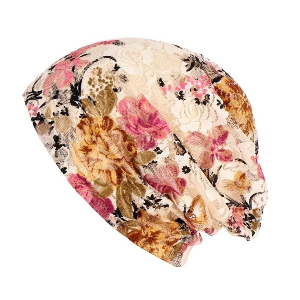 Floral Pattern Chemo Cap Comfortable Head Scarves Creative Stretch Slouchy Turban  Head Covering