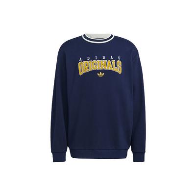 Originals Script Crew Sweatshirt With Flocked Print Men Tops Navy HF9224