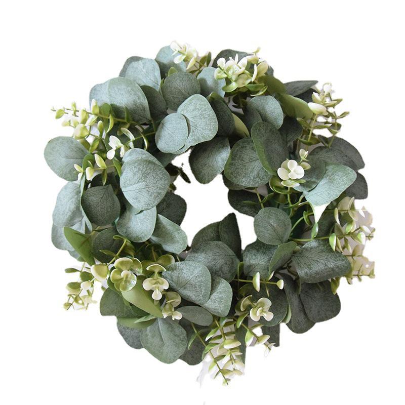 Silk Eucalyptus Wreath with Artificial Flowers and Greenery for Scene Decoration