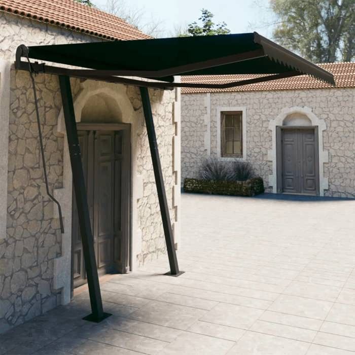 VidaXL Automatic Retractable Awning with Posts Patio Awning Balcony Awning Garden Outdoor Window Shading 3070109