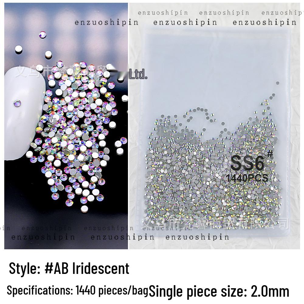 Super Shiny Nail Art Rhinestones: Clear White AB Color, Flat-Back, Various Sizes Round Decorations