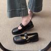 Französische Sandalen Damen Sommer flache Mary Jane Einzelschuhe 2025 neu vielseitig sanfter Wind Abendschuhe schwarze Lederschuhe