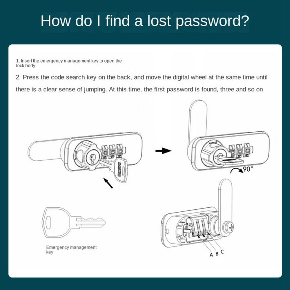 3 Digital Code Combination Lock Anti-theft Drawer Lock New Password Lock  Cupboard Drawer