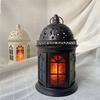 ABKY-Retro Metal Candlestick Colored Glass Aromatherapy Candlestick Decorative Decoration Decorative Iron Wind Lamp