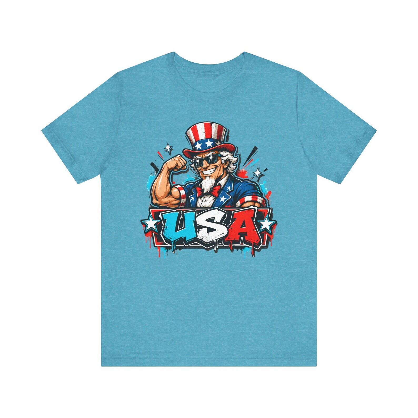 Patriotic Uncle Sam Muscle USA T-Shirt | 4th of July American Flag Graphic Tee 3XL