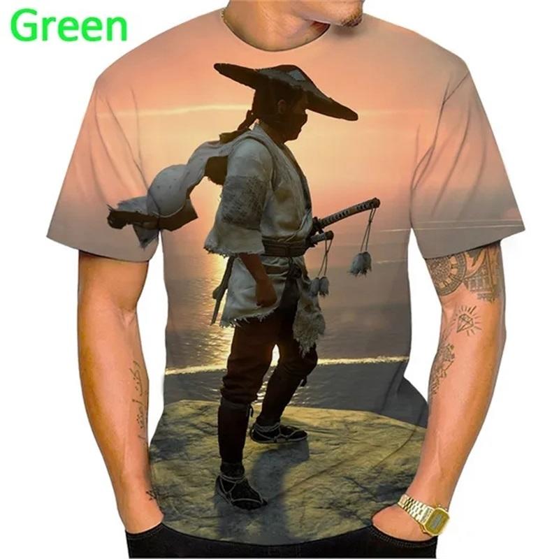 T-shirt Grafiche Calde Gioco Ghost Of Tsushima Stampa 3D Casual Manica Corta Magliette Stampa Integrale T-shirt Oversize Streetwear