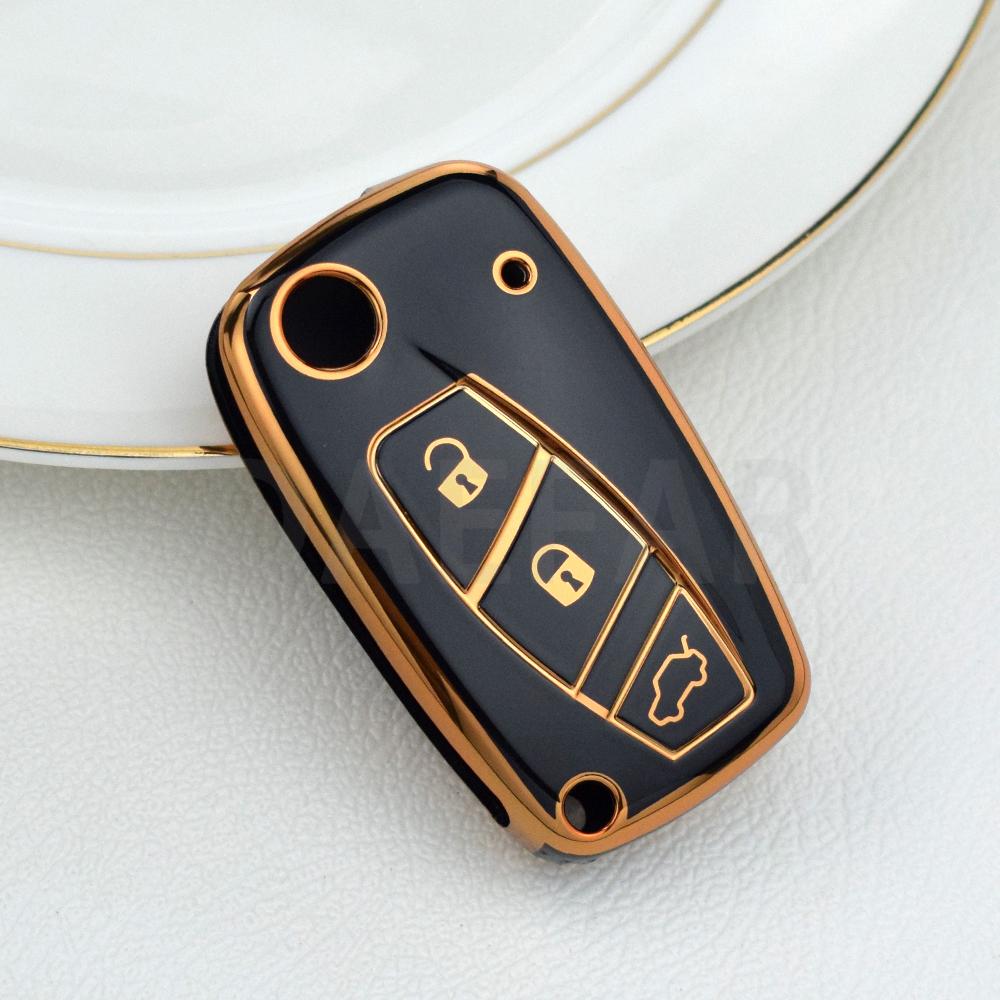 For FIAT Panda Stilo Punto Doblo Grande Bravo 500 Ducato Minibus TPU 3 Buttons Car Flip Key Case Cover Shell Fob Accessories