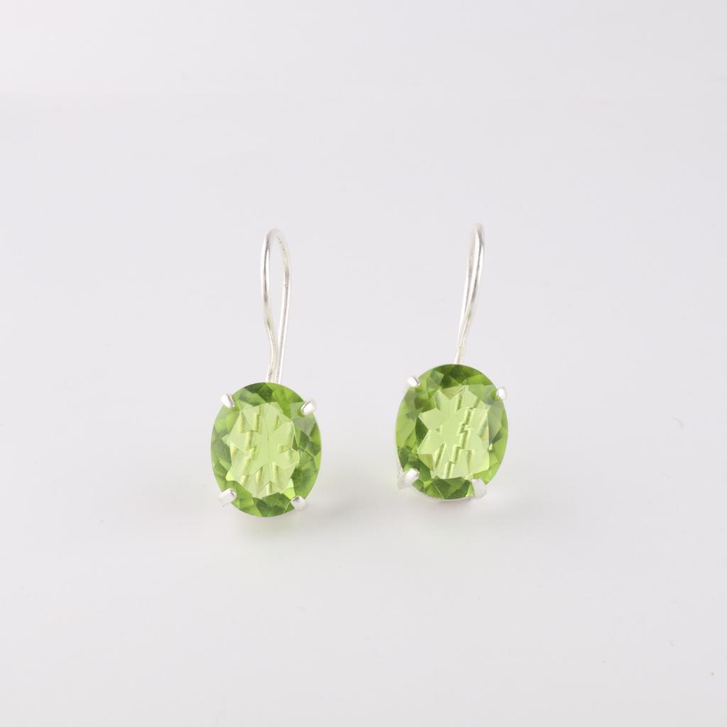 Peridot Piatră Prețioasă Bijuterii Argint Sterling 925 Cercei pentru Femei 1,05" Cadou Pentru Mamă EE-173-5