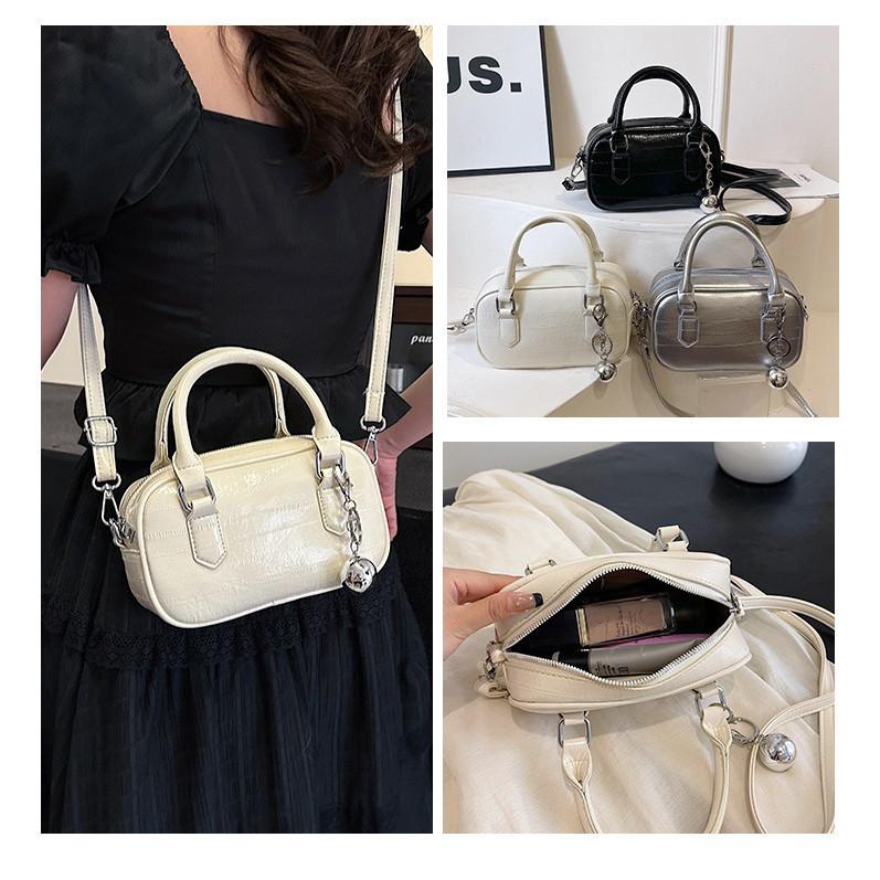 IELGY Summer Hot Silver Bowling Bag, Stylish Portable, One Shoulder Crossbody Pillow Bag