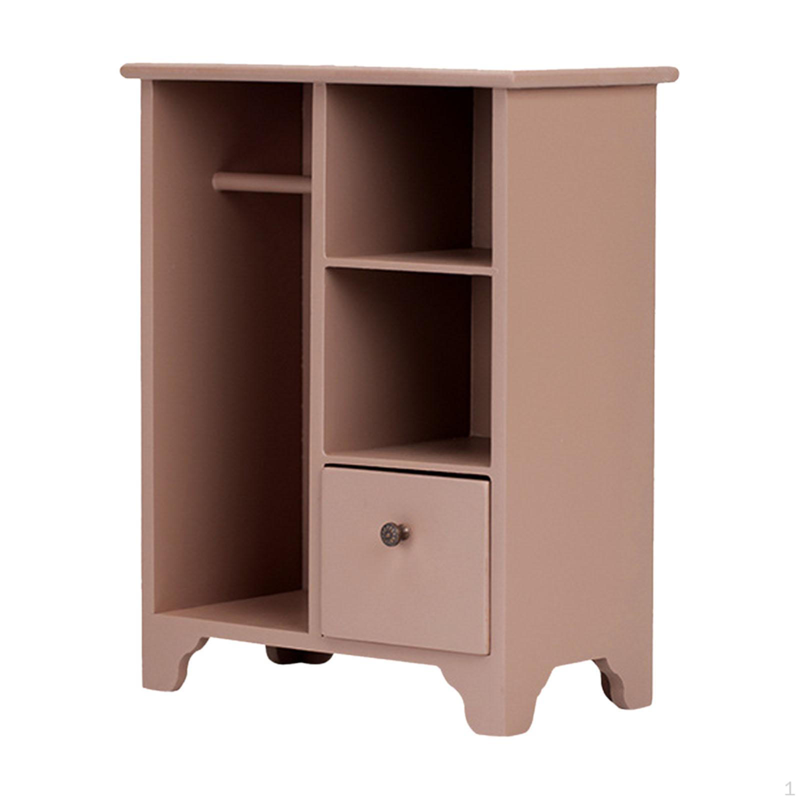 

1/12 Dollhouse Furniture for Bedroom Wood Wardrobe Decoration Modern Scene Model Opening Closet Pink