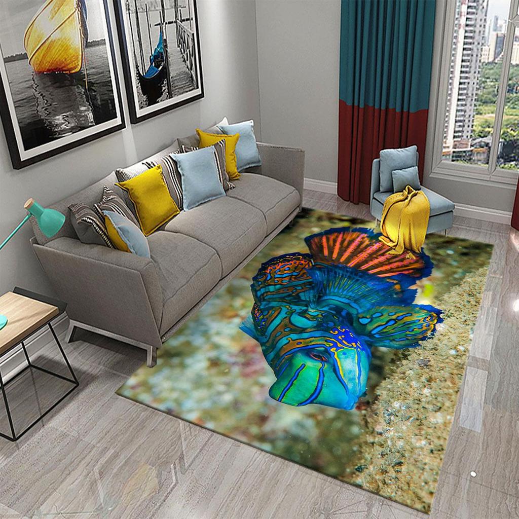 3D Hawaiian Sea Ocean Tropical Fish Carpets for Living Room Fish Animal Rugs Kids Bedroom Carpet Soft Floor Mat Parlor Decor Rug