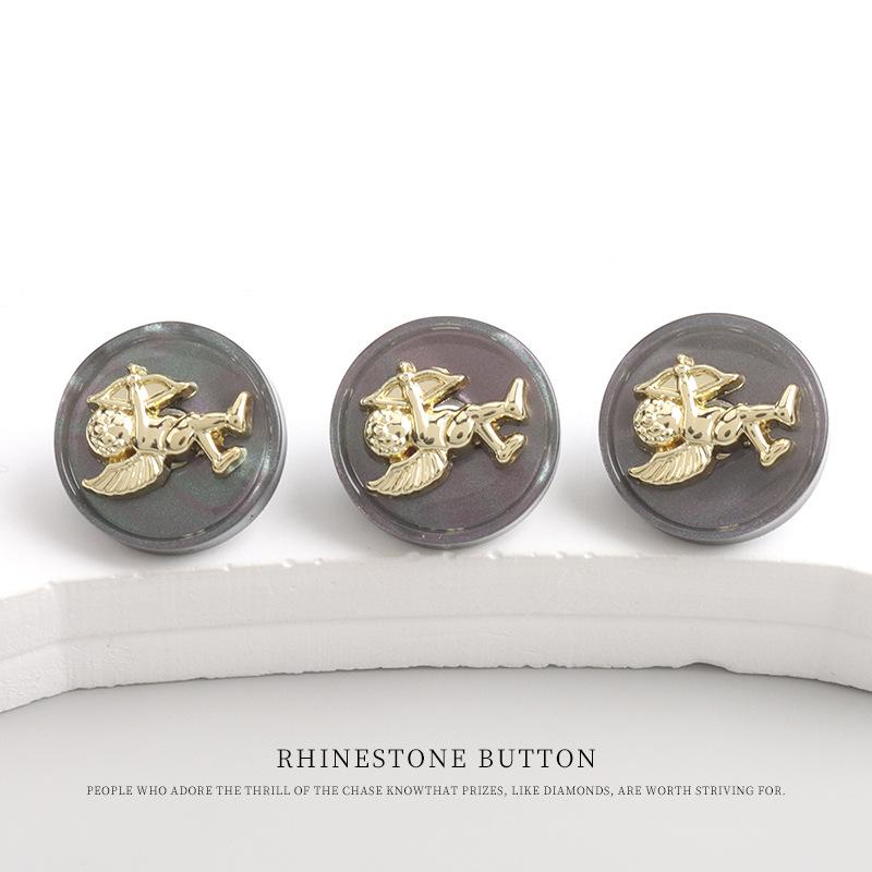 

5pcs Resin Metal Double Spell Shirt Button High-End Spring And Summer Shirt Sweater Cardigan Color Button Button Accessories 11mm1 #black