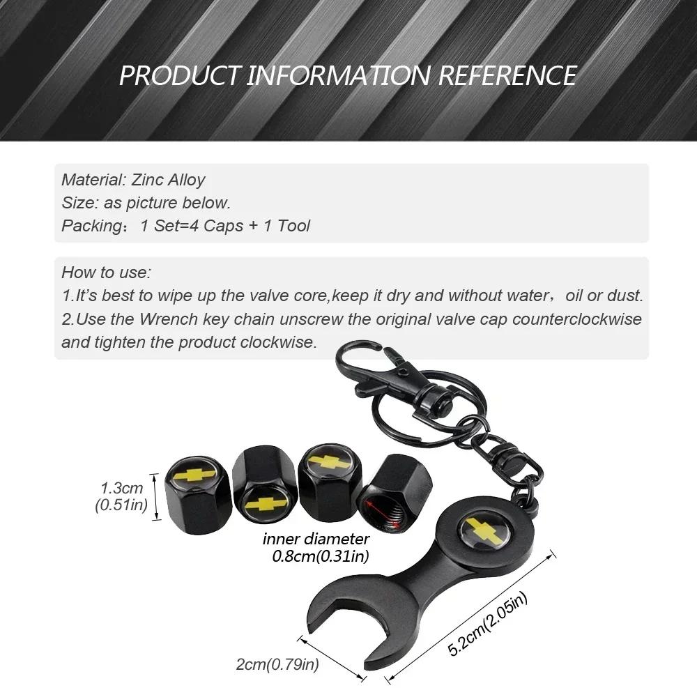 CCTNM1 Car Wheel Tire Valve Cap with Wrench Keychain for Chevrolet Cruze Aveo Silverado Captive Traverse Spark Equinox Malibu Sonic SS