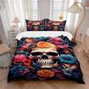 3-teiliges Day of the Dead Thema Steppdecken-Set - Weiche und bequeme Schlafzimmer-, Gästezimmer- und Wohnheim-Dekor Bettwäsche-Set 1 Bettbezug + 2 Kissenbezüge.W02