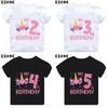 My 1 2 3 4 5 6 7 8 9 Th Years Birthday Unicorn Print Cute Girls Clothes Summer Short Sleeve Kids T Shirt Baby Boys TShirts