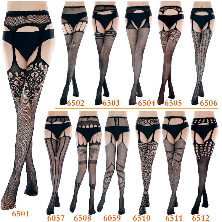 Sexy Fishnet Stockings: Non-Slip Garter, Open Crotch, One-Piece Lingerie for Nurses and Stewardesses