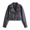 2025 Spring Women's Street Fashion Faux Leather Biker Jacket