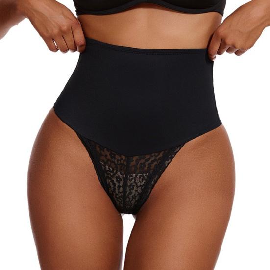 Tummy Control Thong Shapewear for Women High Waisted Stretch Body Shaper Underwear Sexy T Back Lace Thong Girdle Panties