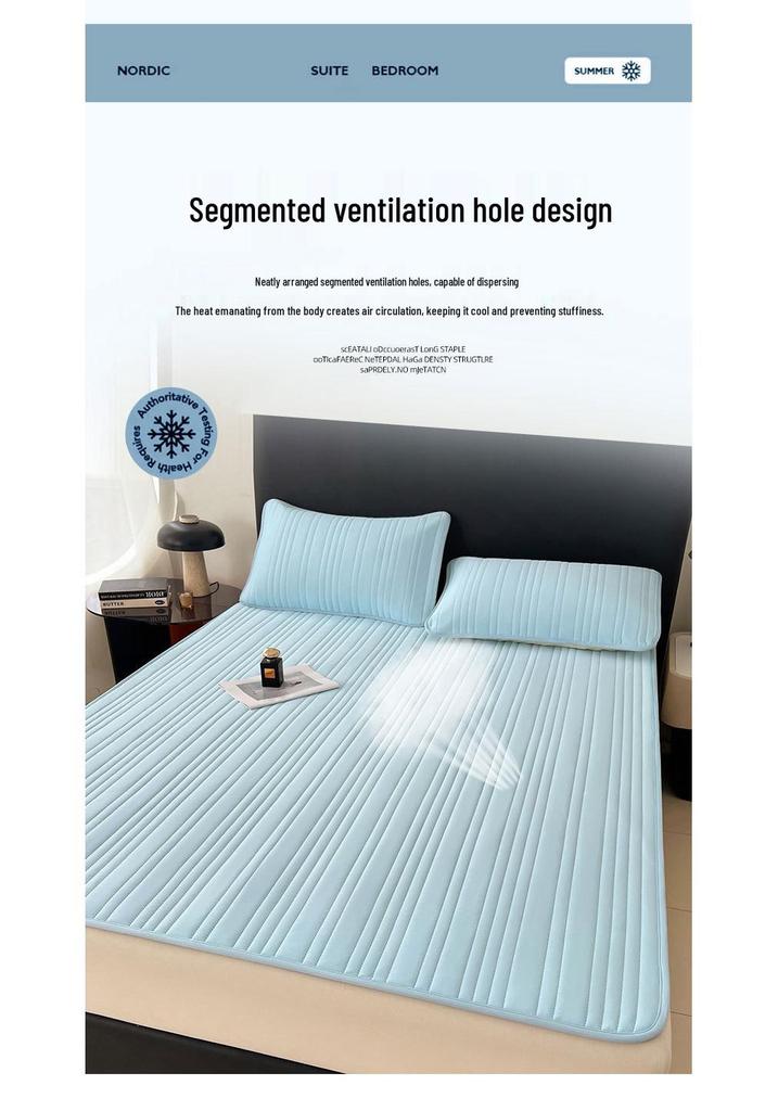 Spandex Ice Silk Cool Touch Bed Mat & Summer Quilt 4-Piece Set