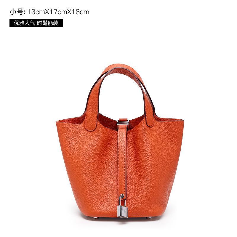 2025 Genuine Leather Women's Bag, New Top Layer Cowhide Handbag, Mother-Daughter Bag, Bucket Bag, Trendy Women's Bag