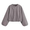 Spring and Autumn Women's Loose Versatile Crew Neck Long Sleeve Pocket Soft Bomber Jacket