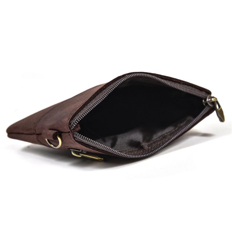 Retro Leather Change Bag, Genuine Leather Men'S And Women'S Casual Small Money Bag, Cowhide Zipper Change Bag, Handmade Coin Bag.
