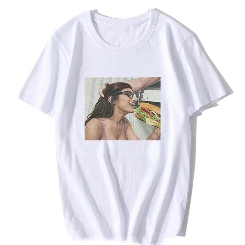 2025 New Mia Khalifa Men's T-shirt Summer Men's Short sleeve O-neck Cotton T-shirt Hip Hop T-shirt Top Harajuku